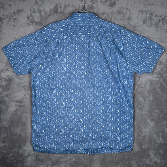 Patagonia Short Sleeve Button Down Shirt Blue Pattern Men’s Large - Picture 4 of 7